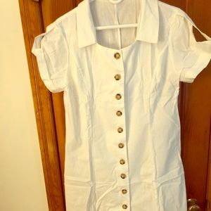 White linen A-line style dress